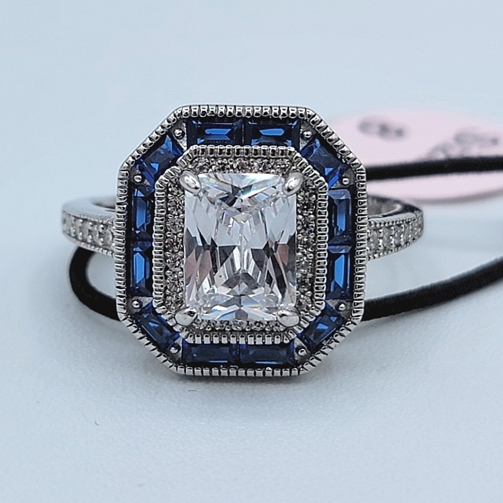 Sterling Silver Faux Sapphire Ring NWT #2389